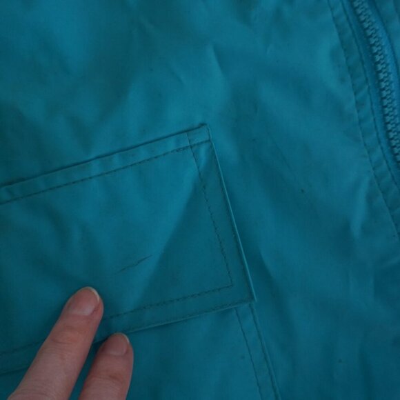 Vintage Misty Harbor Teal Plaid Lined Waterproof Raincoat Jacket M - Picture 12 of 12